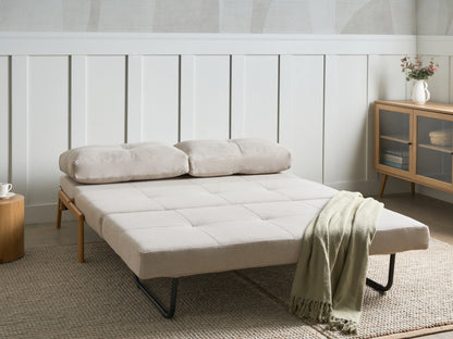  Sofa Bed 2 Seater EDLAND Fabric Light Beige