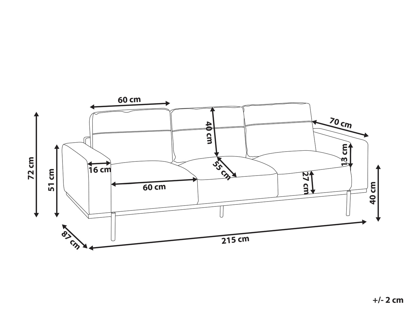  Sofa 3 Seater SOVIK Faux Leather Black