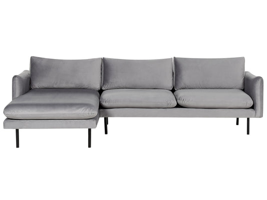  Corner Sofa 4 Seater VINTERBRO Velvet Grey Right Hand