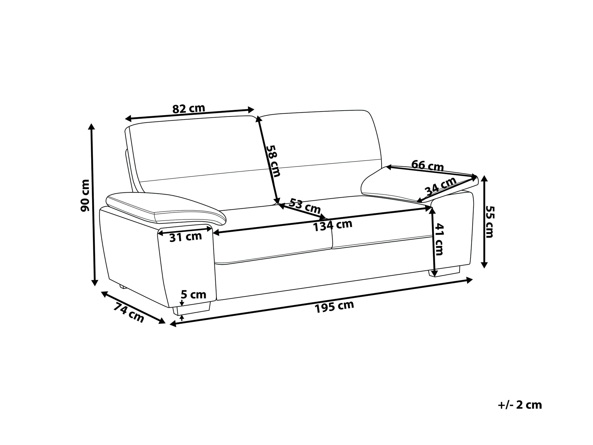  Sofa 3 Seater VOGAR Fabric Light Brown