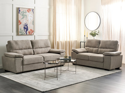  Living Room Set 5 Seater VOGAR Fabric Light Brown
