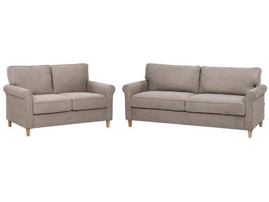  Living Room Set 5 Seater RONNEBY Fabric Light Brown