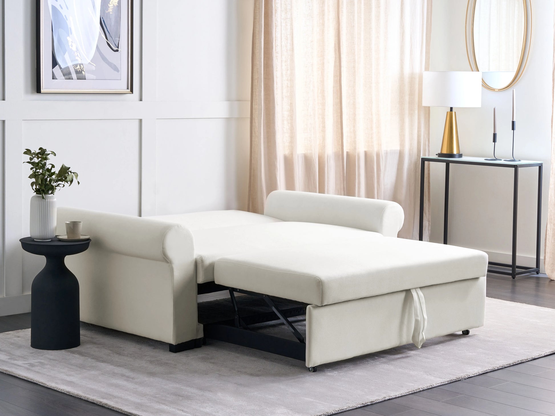  Sofa Bed 2 Seater SILDA Fabric Off-White