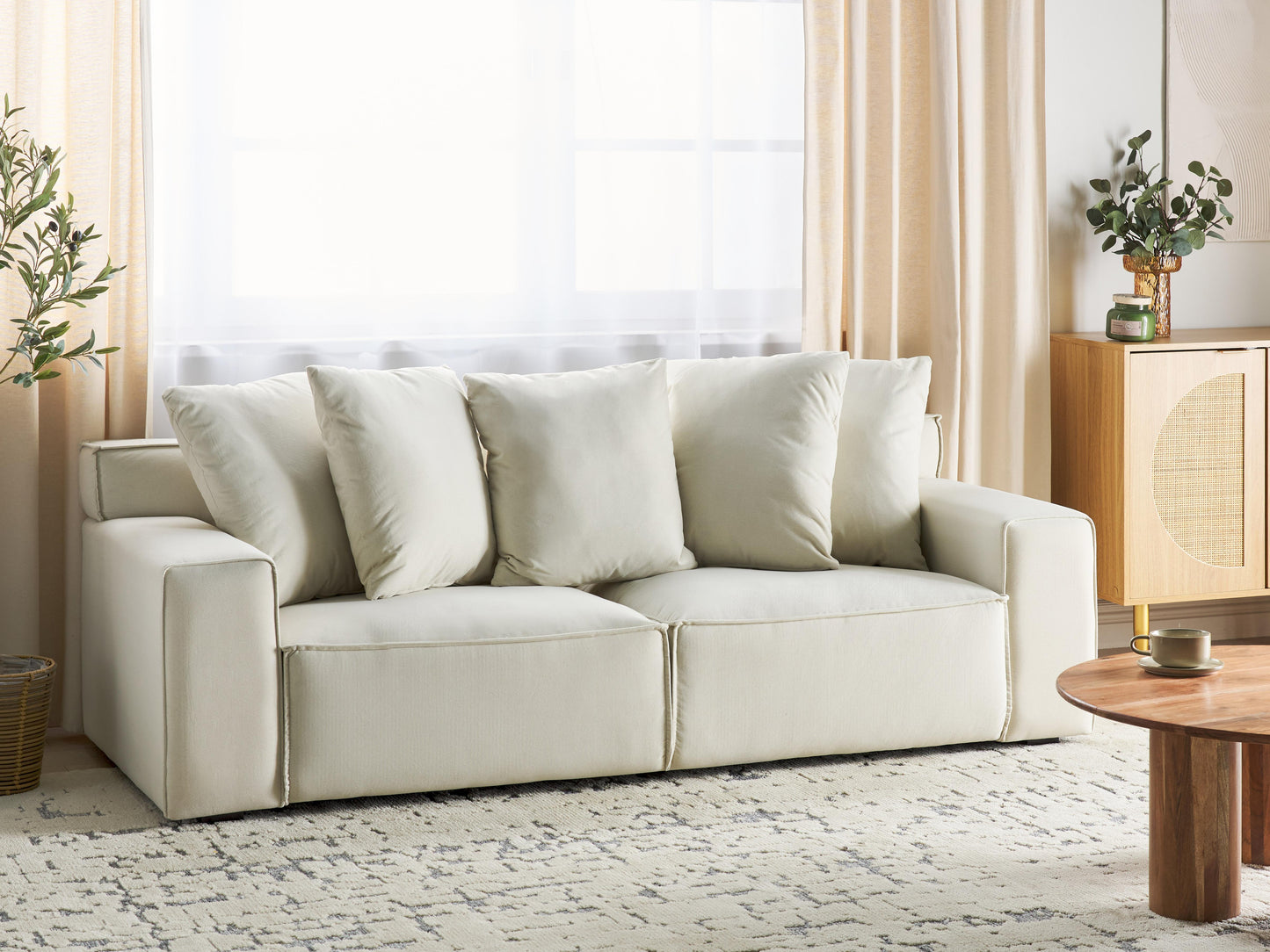  Sofa 3 Seater VISKAN Velvet Off-White