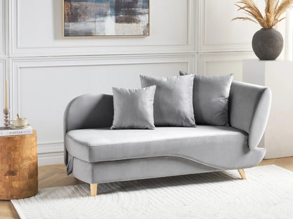  Right-Hand Chaise Lounge MERI Velvet Light Grey With Storage