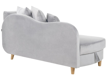  Right-Hand Chaise Lounge MERI Velvet Light Grey With Storage