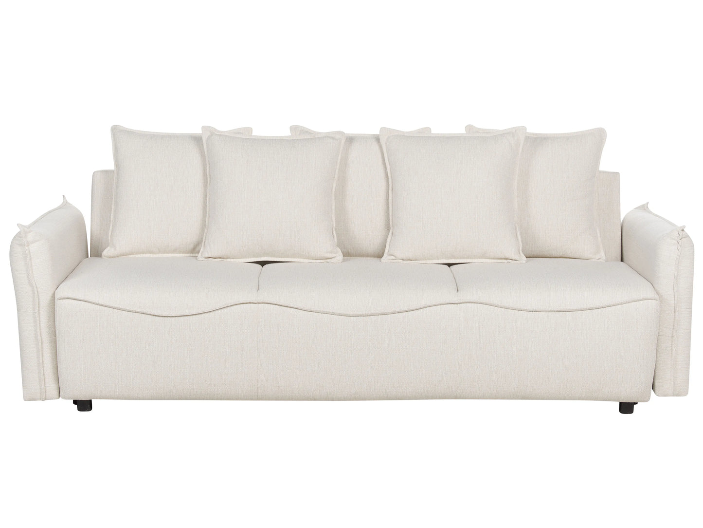  Sofa Bed 3 Seater KRAMA Fabric Off-White With Storage