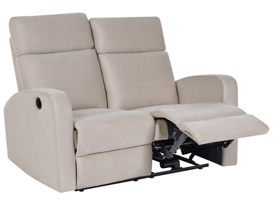  Electric Recliner Sofa 2 Seater VERDAL Velvet Off-White