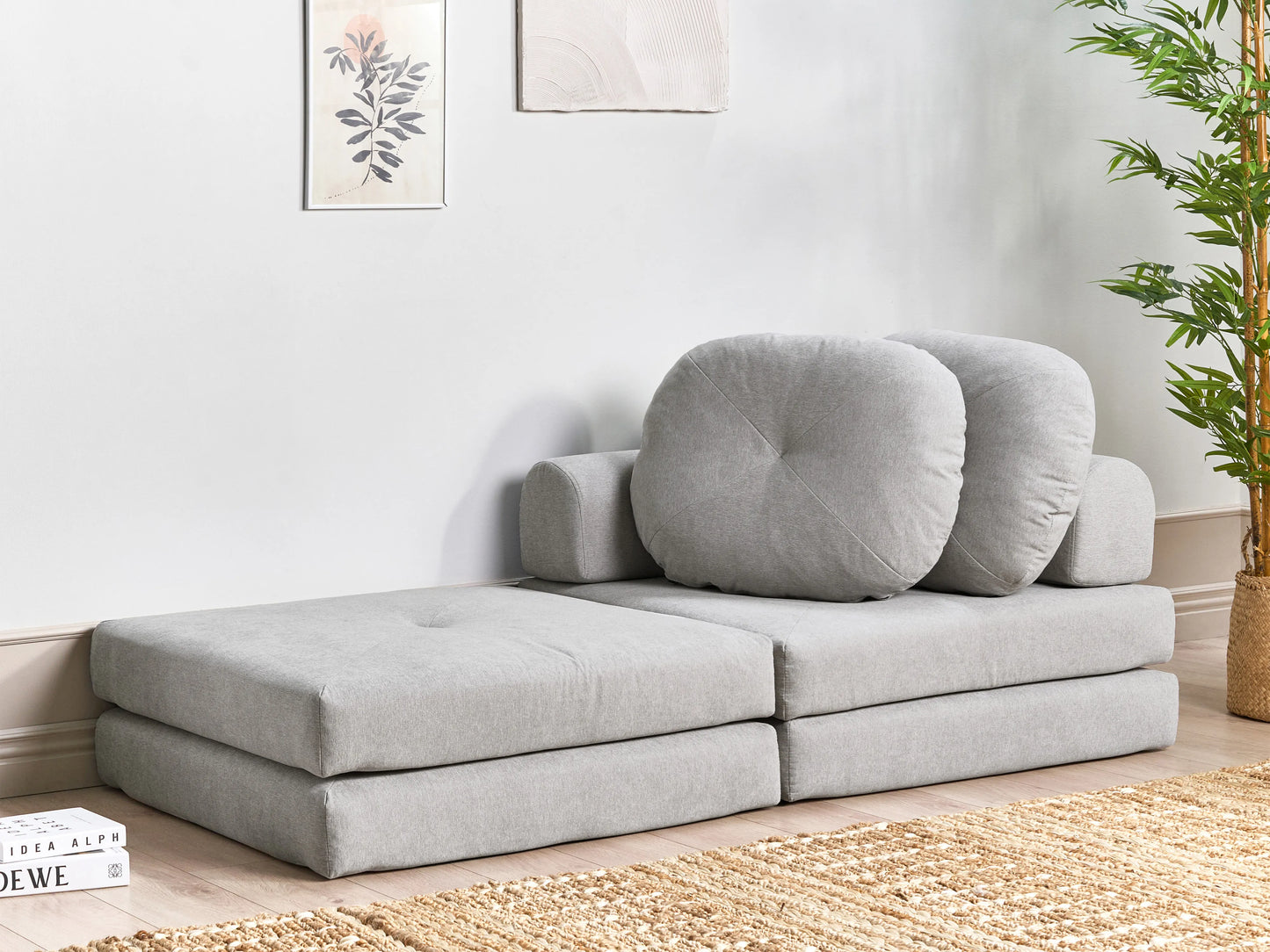  Single Sofa Bed OLDEN Fabric Light Grey