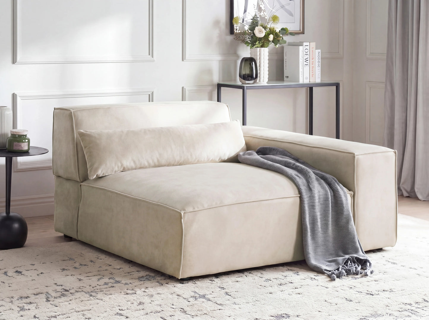  Corner Seat HELLNAR Velvet Light Beige Left Hand