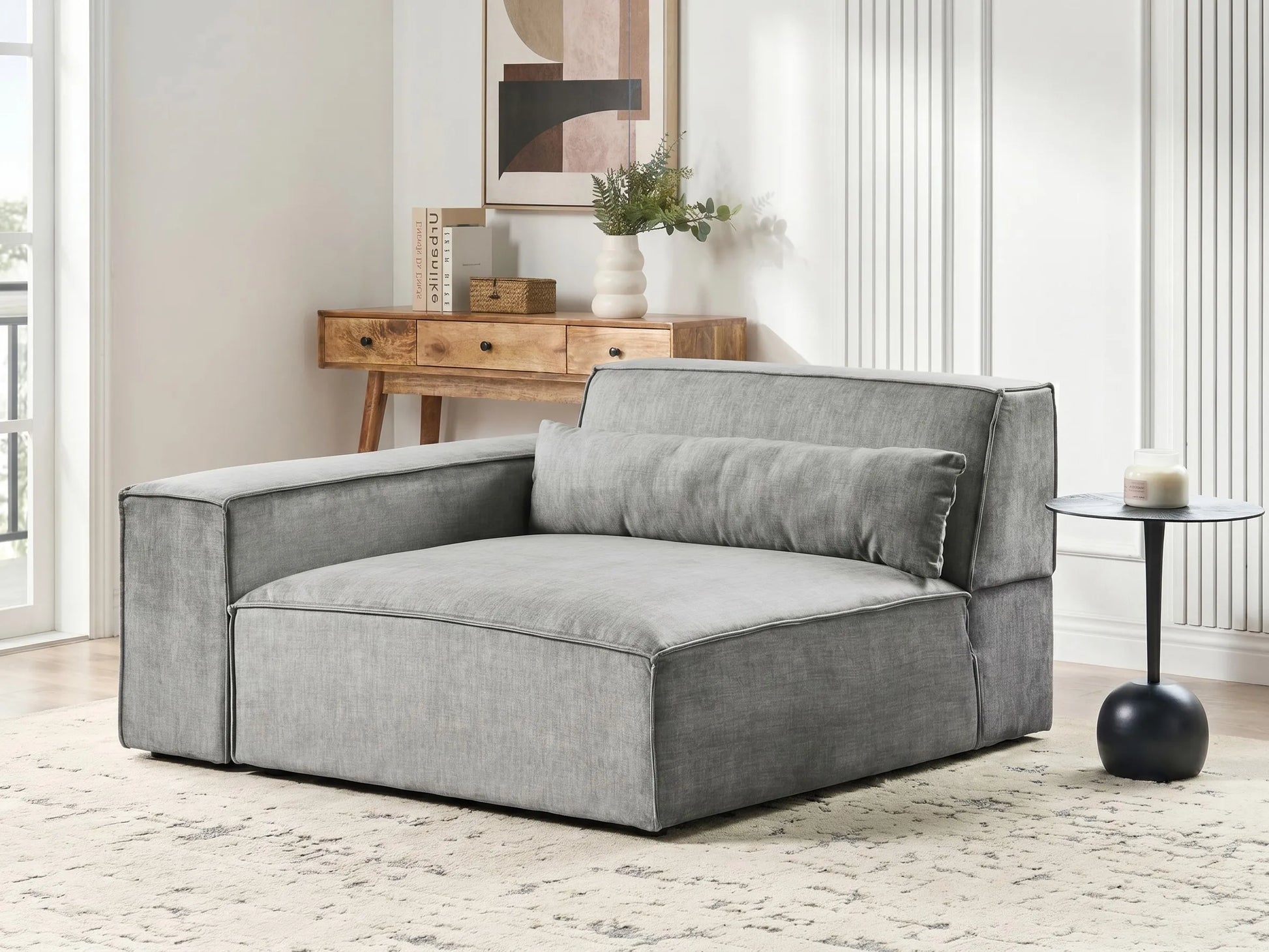  Corner Seat HELLNAR Fabric Grey Right Hand