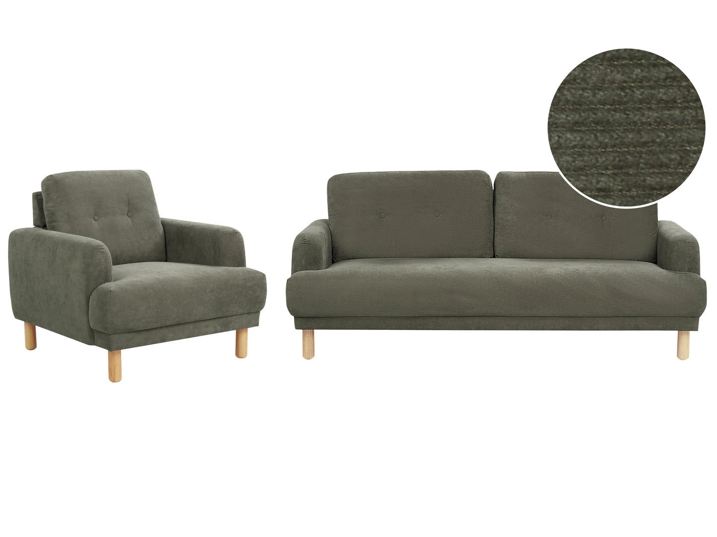  Living Room Set 4 Seater TUVE Corduroy Dark Green
