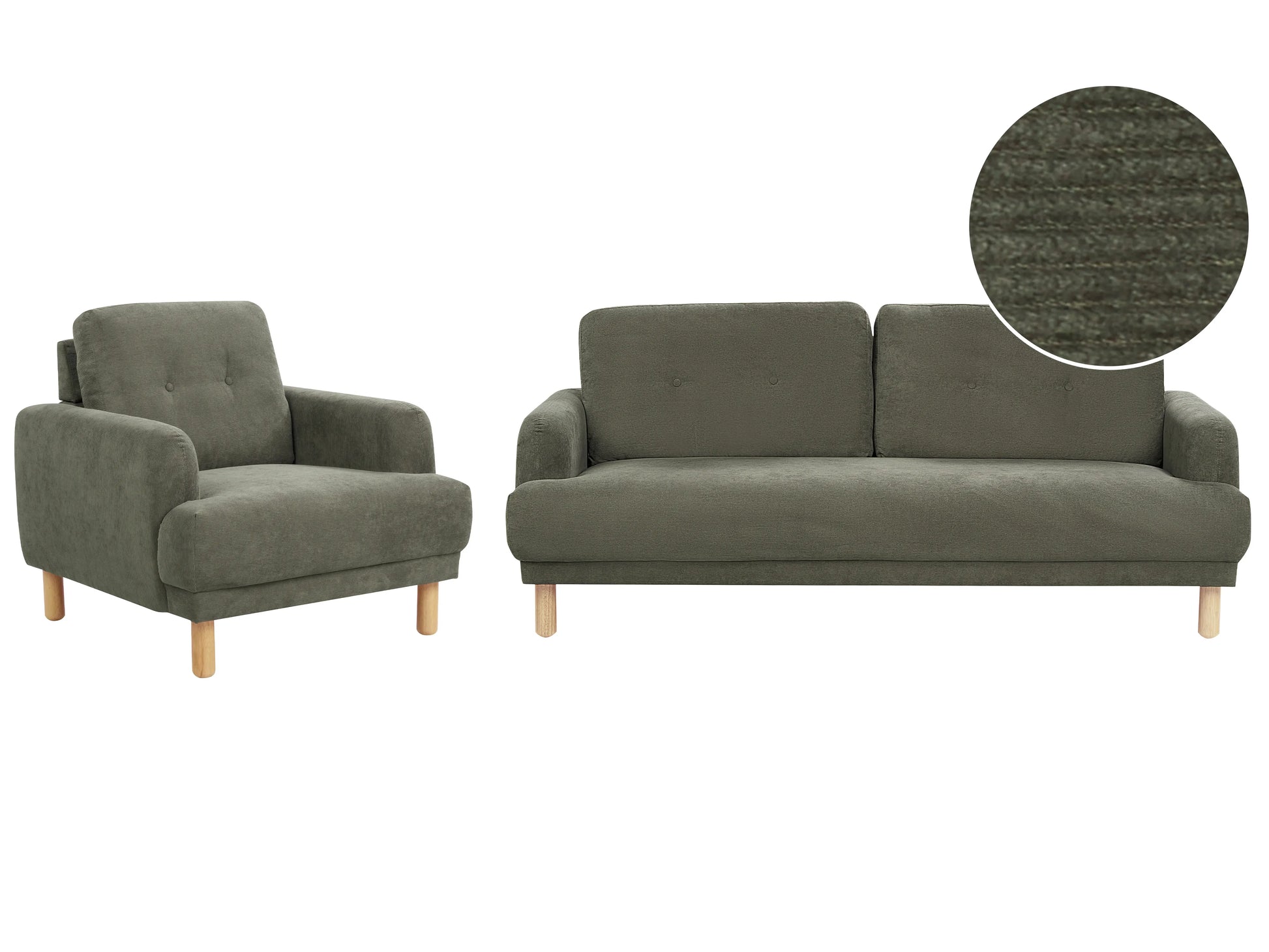  Living Room Set 4 Seater TUVE Corduroy Dark Green