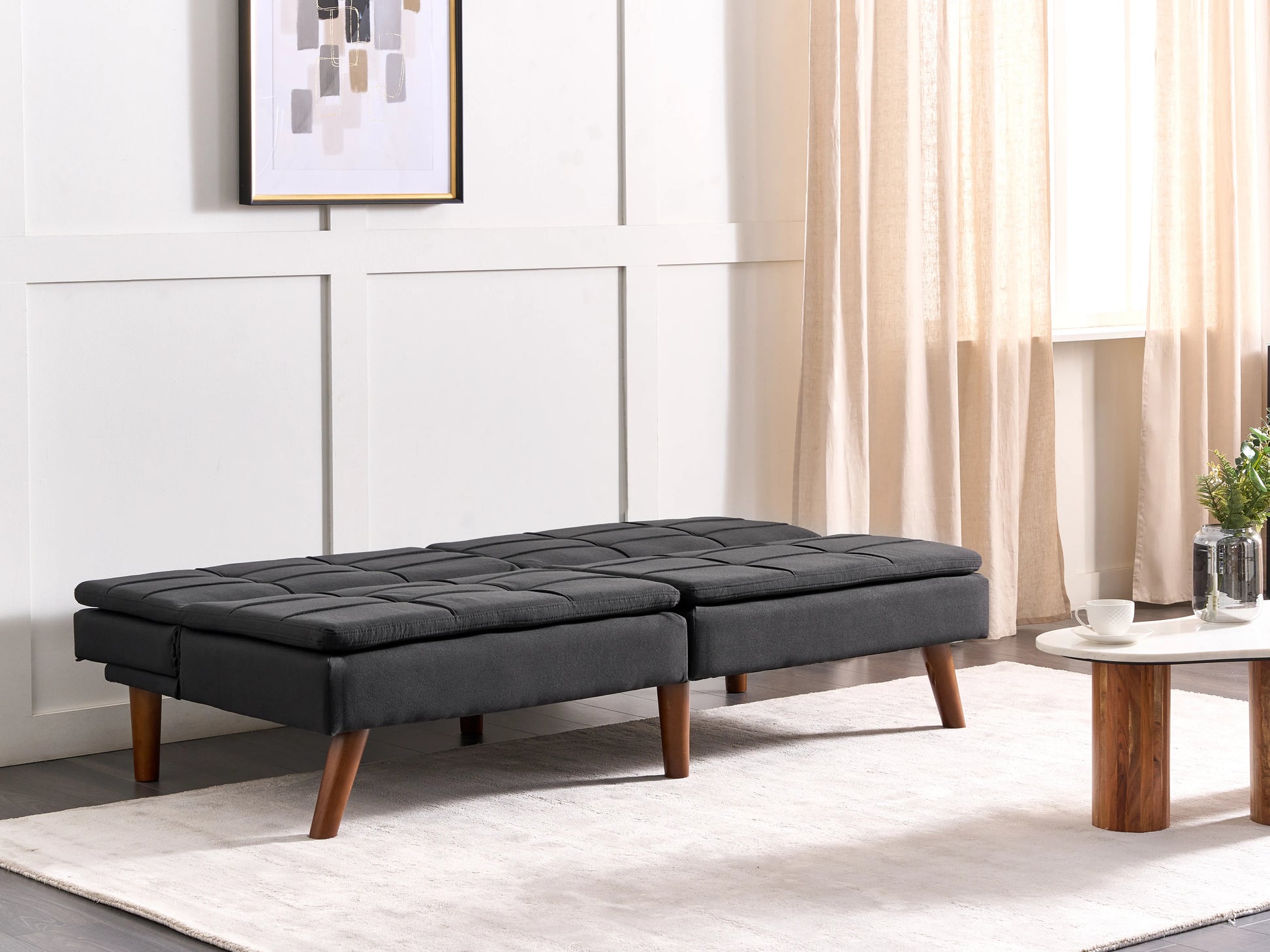  Sofa Bed 3 Seater RONNE Fabric Black