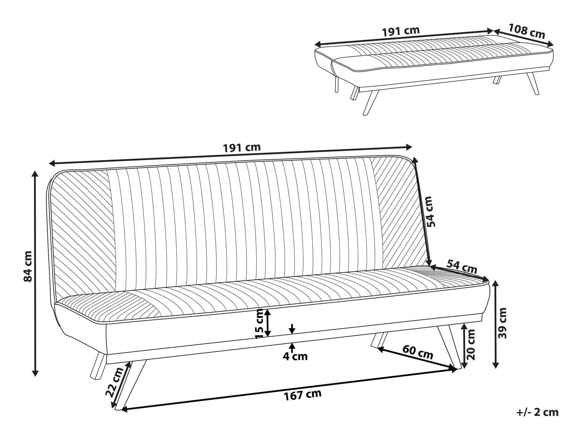  Sofa Bed 2 Seater KALFAFEL Fabric Beige