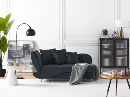  Left-Hand Chaise Lounge MERI Velvet Black With Storage