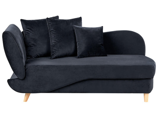  Left-Hand Chaise Lounge MERI Velvet Black With Storage