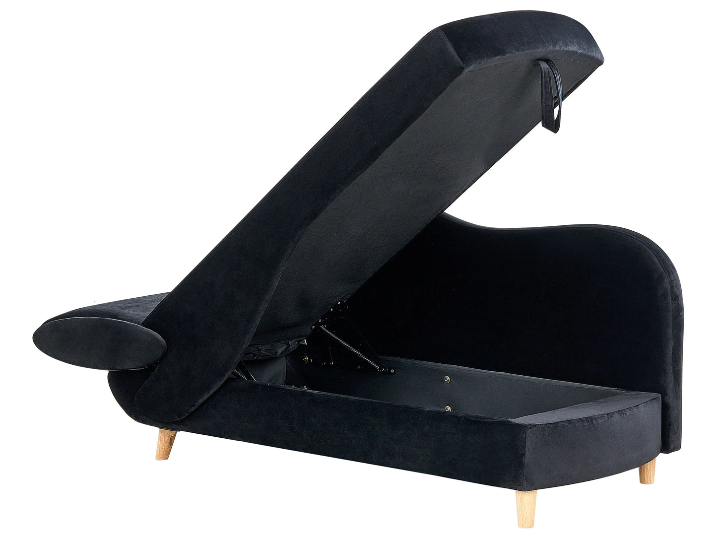  Left-Hand Chaise Lounge MERI Velvet Black With Storage