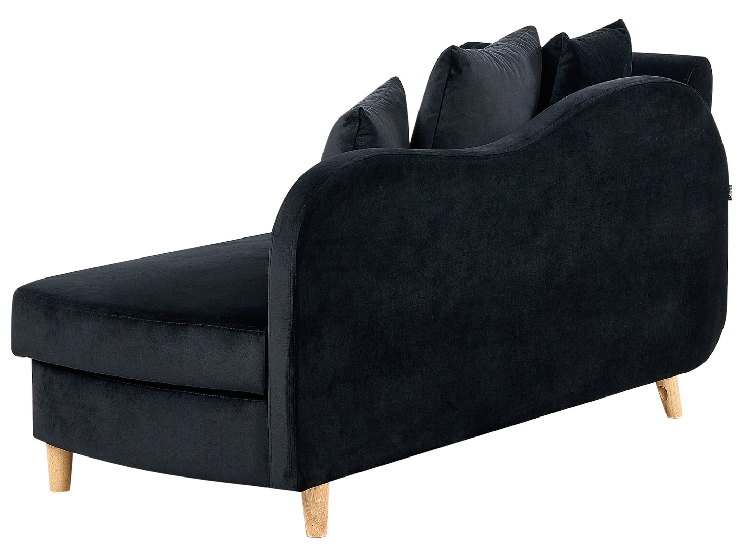  Left-Hand Chaise Lounge MERI Velvet Black With Storage