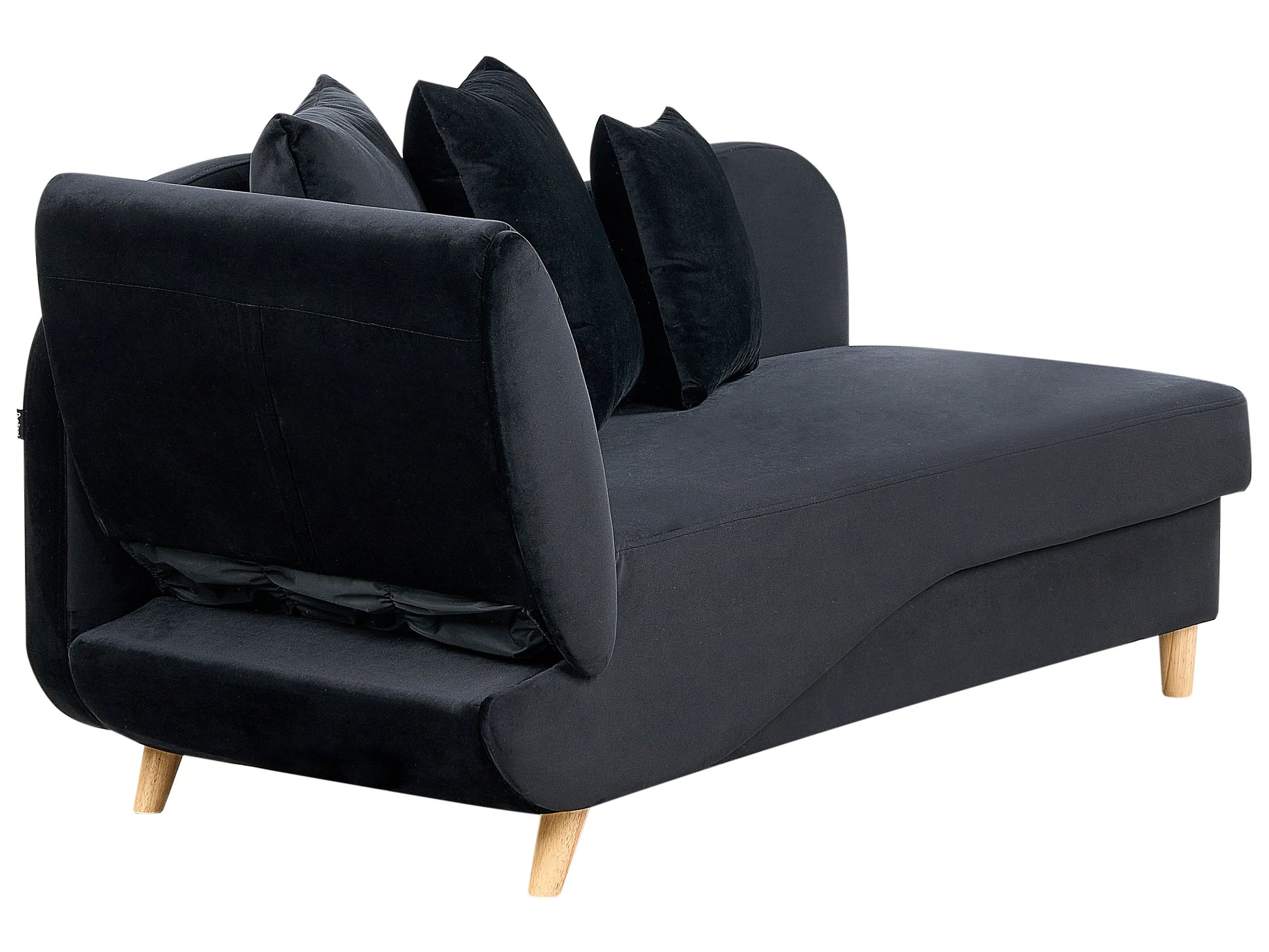  Left-Hand Chaise Lounge MERI Velvet Black With Storage