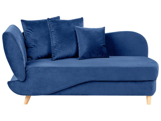  Left-Hand Chaise Lounge MERI Velvet Navy Blue With Storage
