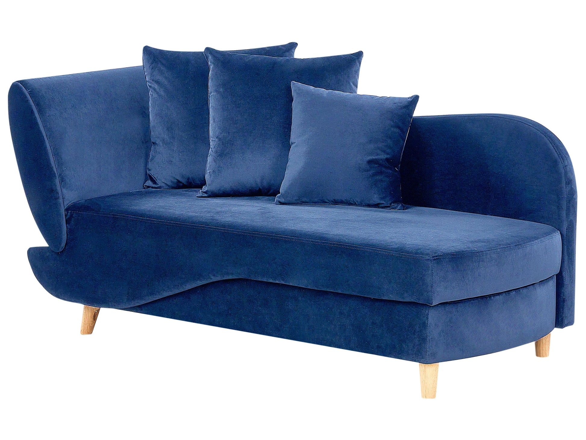  Left-Hand Chaise Lounge MERI Velvet Navy Blue With Storage