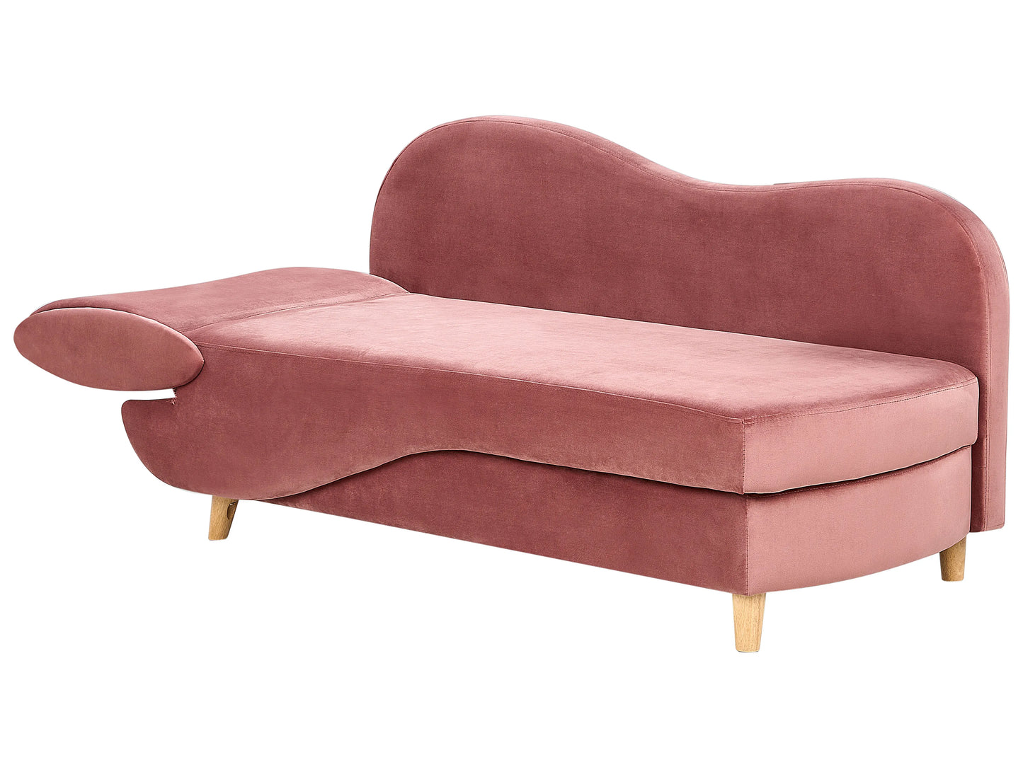  Left-Hand Chaise Lounge MERI Velvet Pink With Storage