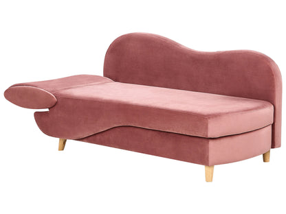  Left-Hand Chaise Lounge MERI Velvet Pink With Storage