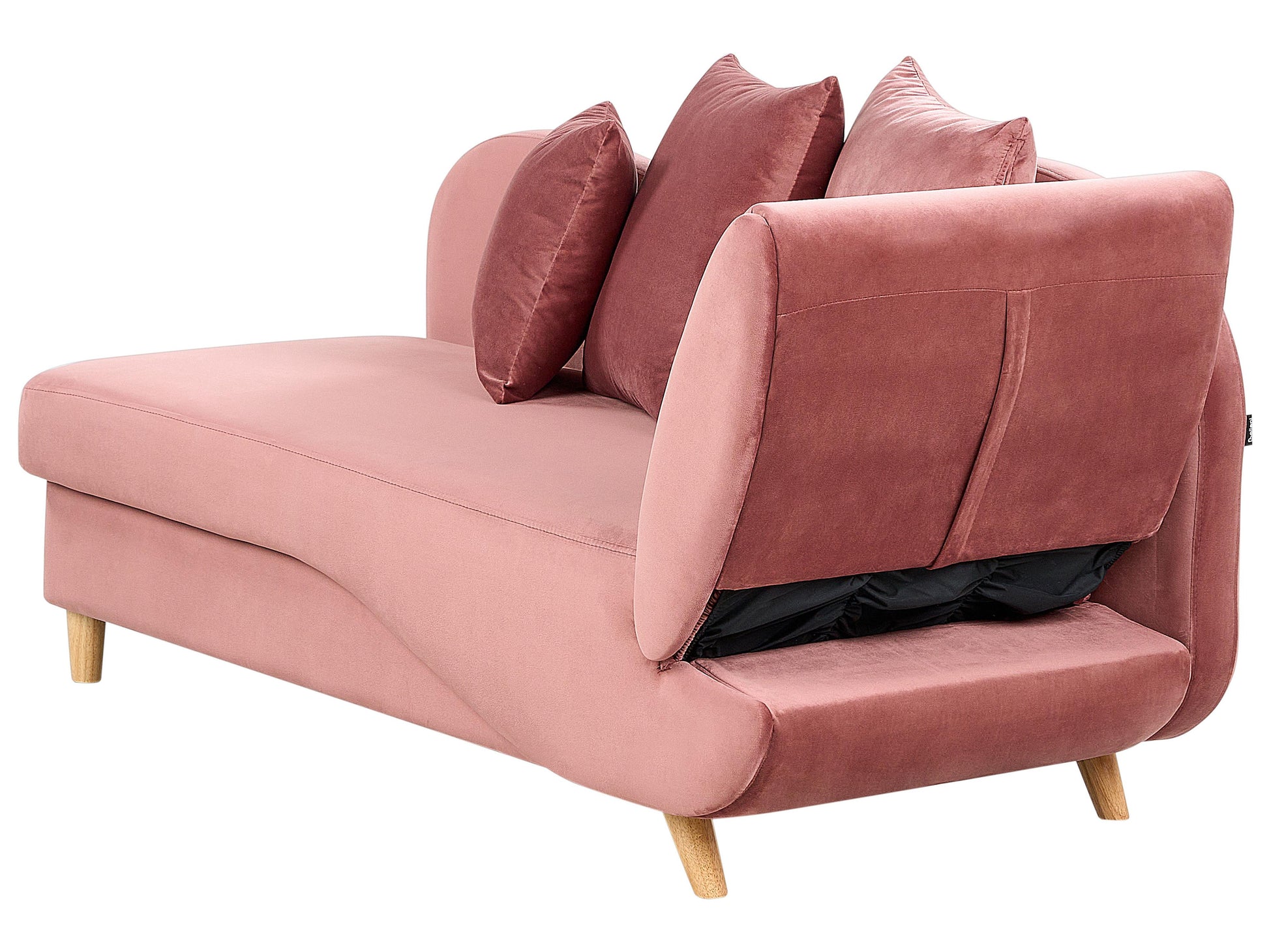  Right-Hand Chaise Lounge MERI Velvet Pink With Storage