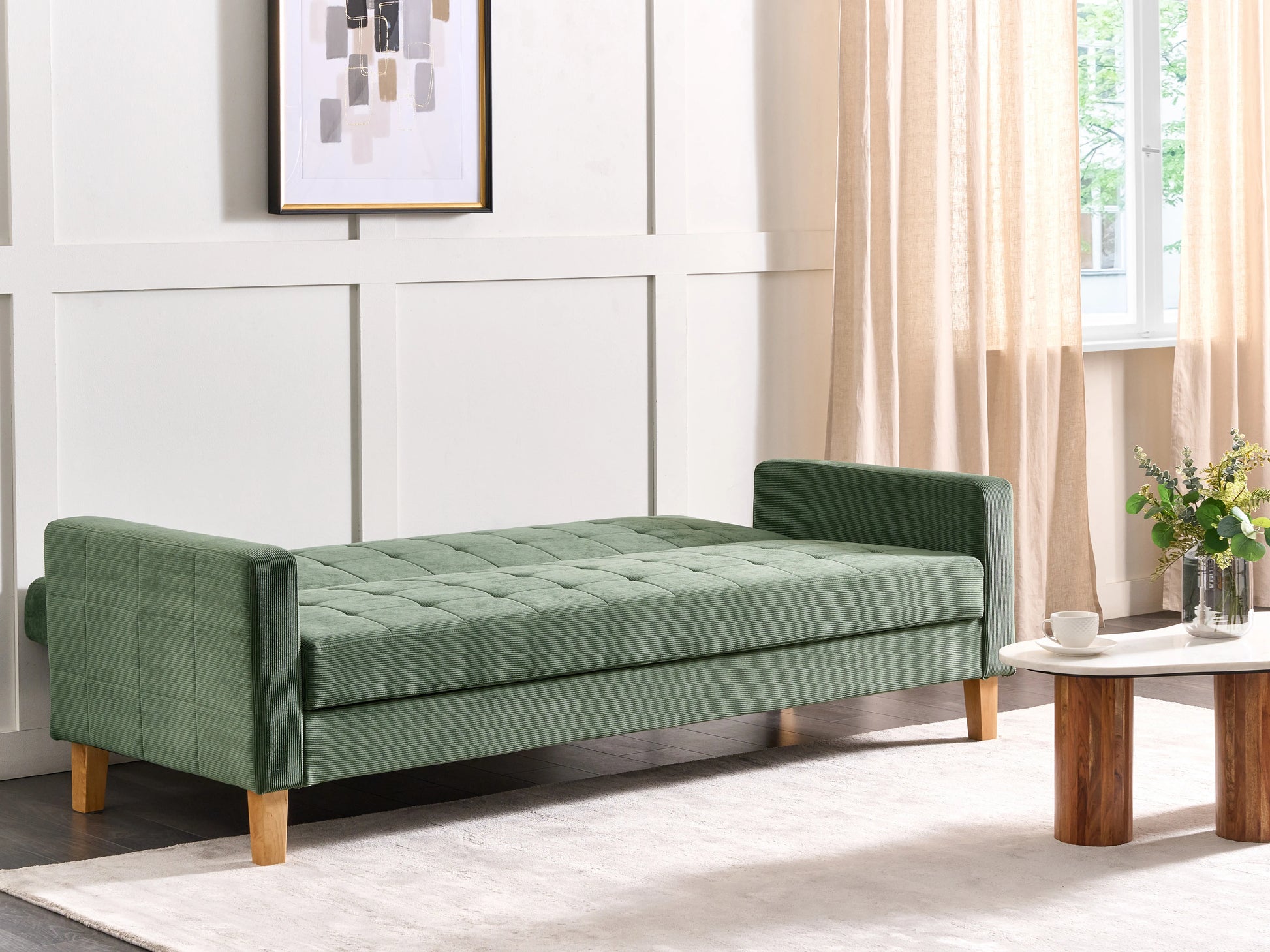  Sofa Bed 3 Seater VEHKOO Fabric Dark Green