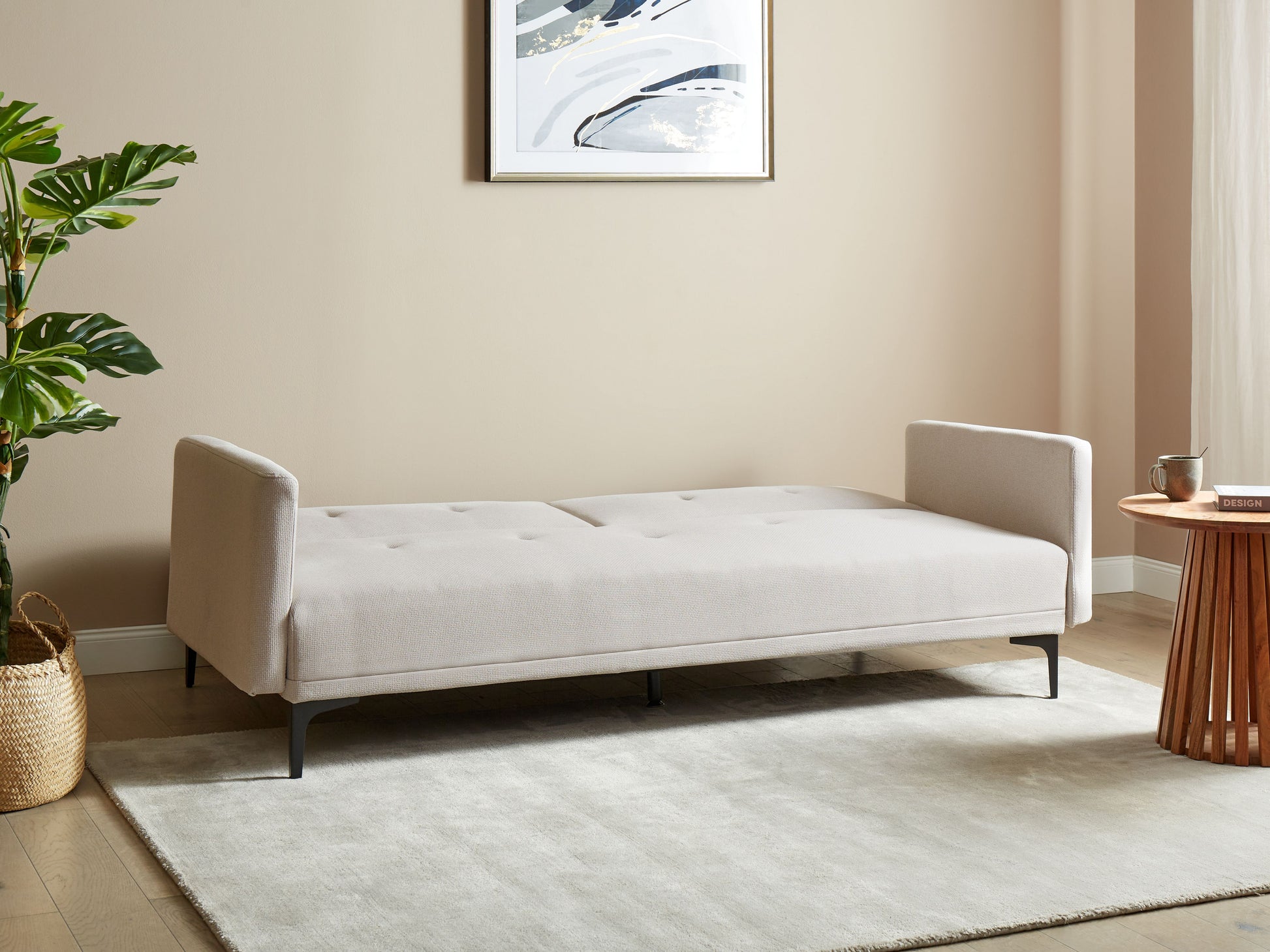  Sofa Bed 3 Seater LUCAN Fabric Light Beige