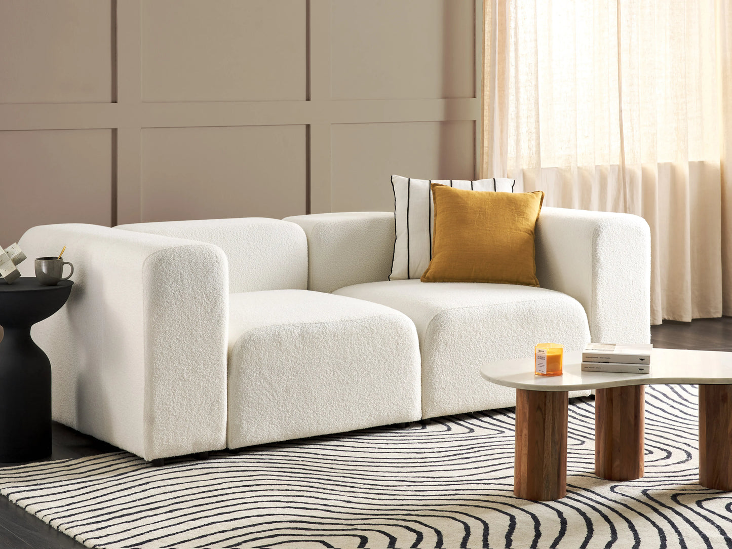 Modular Sofa 2 Seater FALSTERBO Boucle White