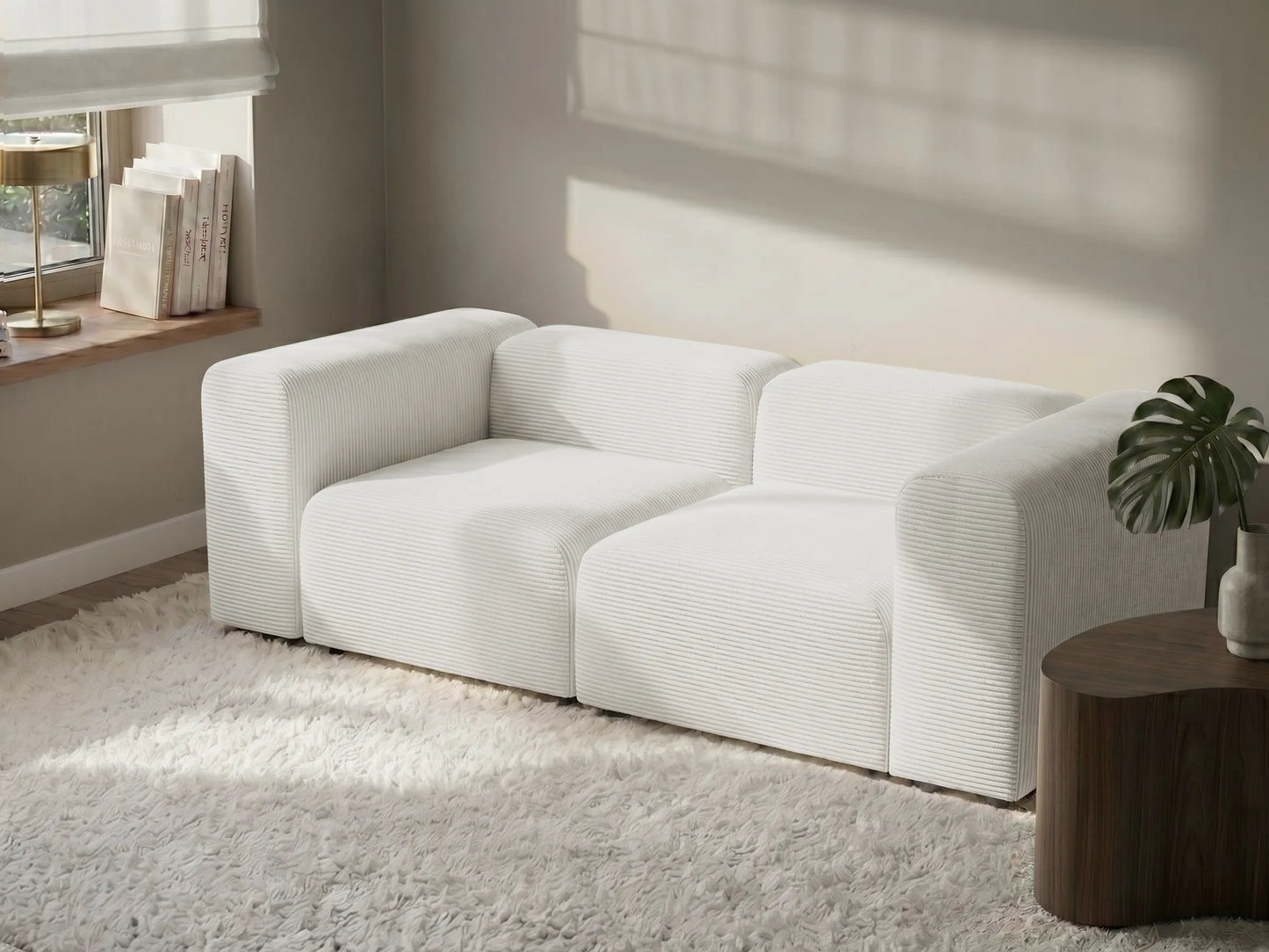  Modular Sofa 2 Seater FALSTERBO Corduroy Off-White