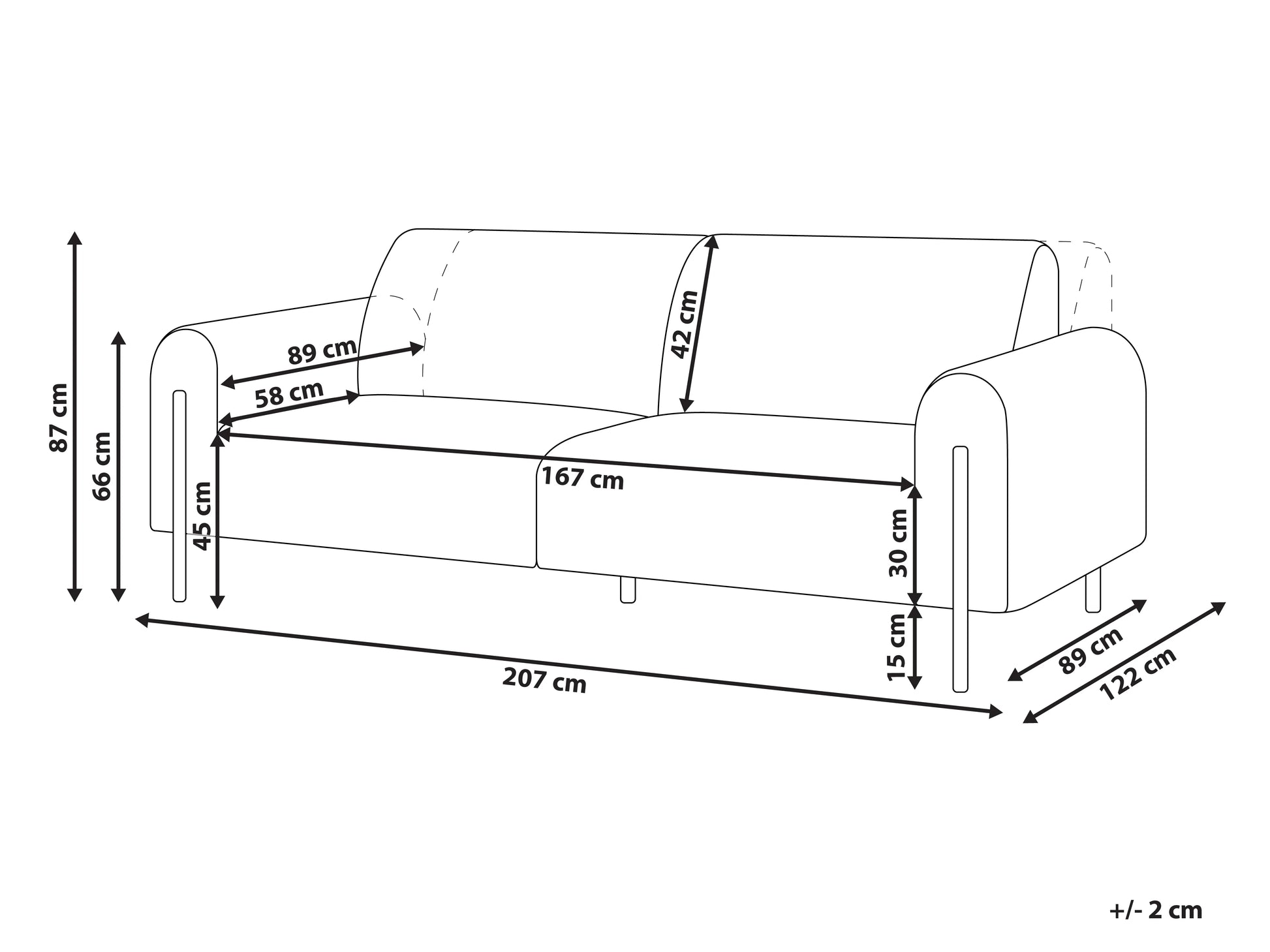  Sofa 3 Seater ASKIM Corduroy Off-White