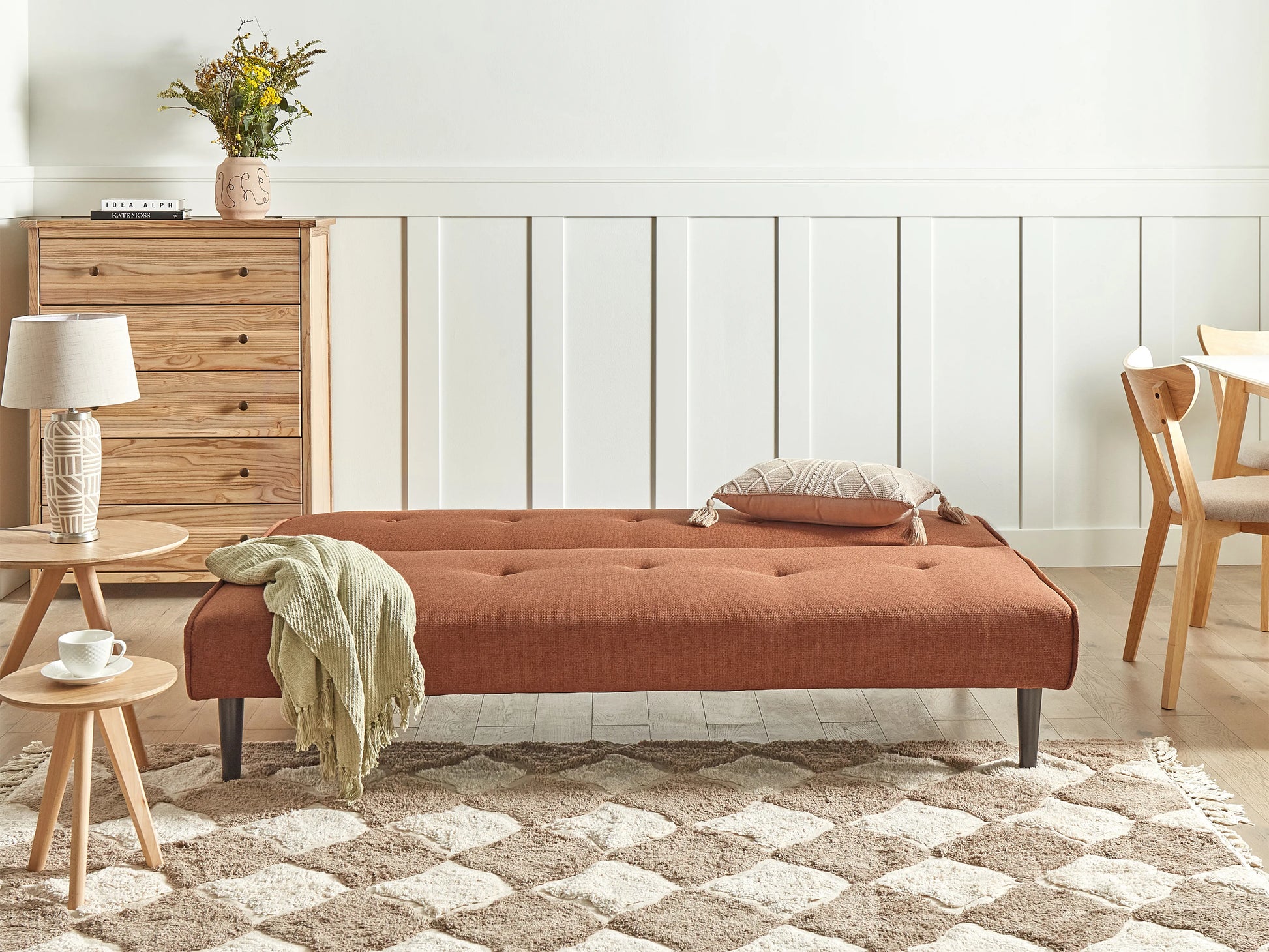 Sofa Bed 3 Seater VISBY Fabric Golden Brown