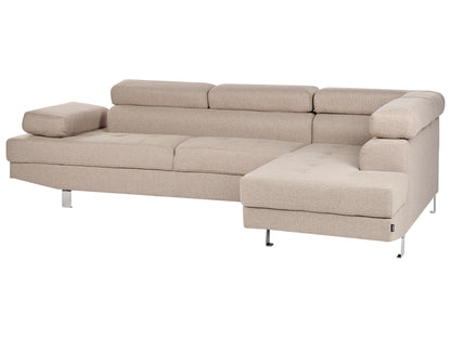  Corner Sofa 5 Seater NORREA Fabric Beige Left Hand