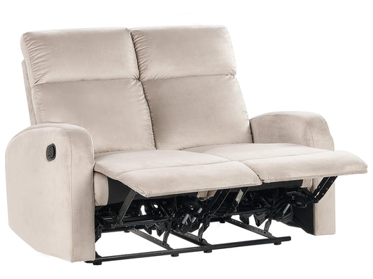  Manual Recliner Sofa 2 Seater VERDAL Velvet Taupe