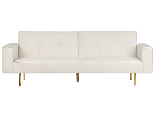  Sofa Bed 3 Seater VISNES Velvet Off-White