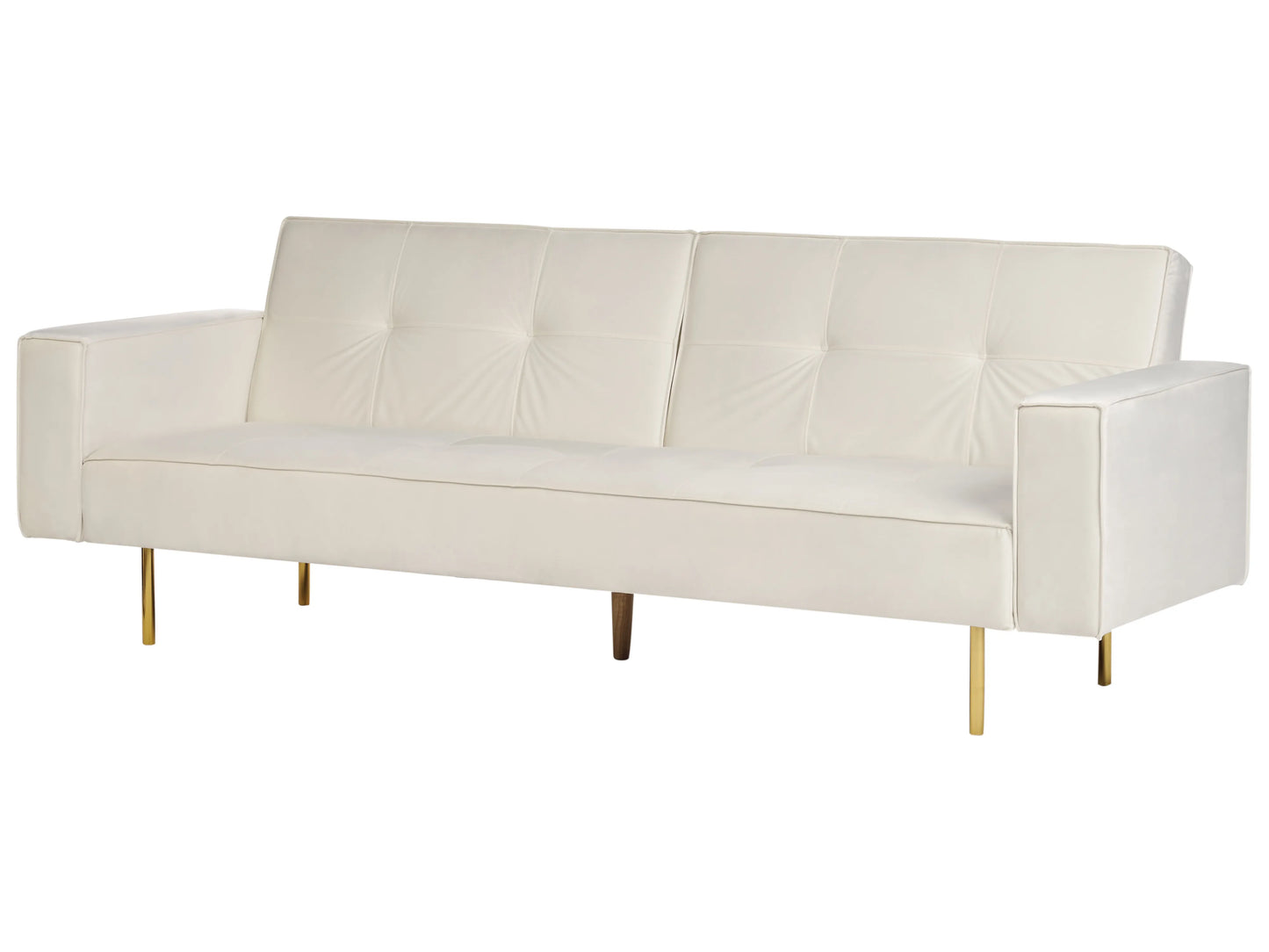  Sofa Bed 3 Seater VISNES Velvet Off-White