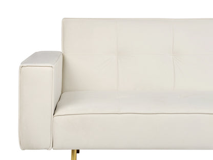  Sofa Bed 3 Seater VISNES Velvet Off-White