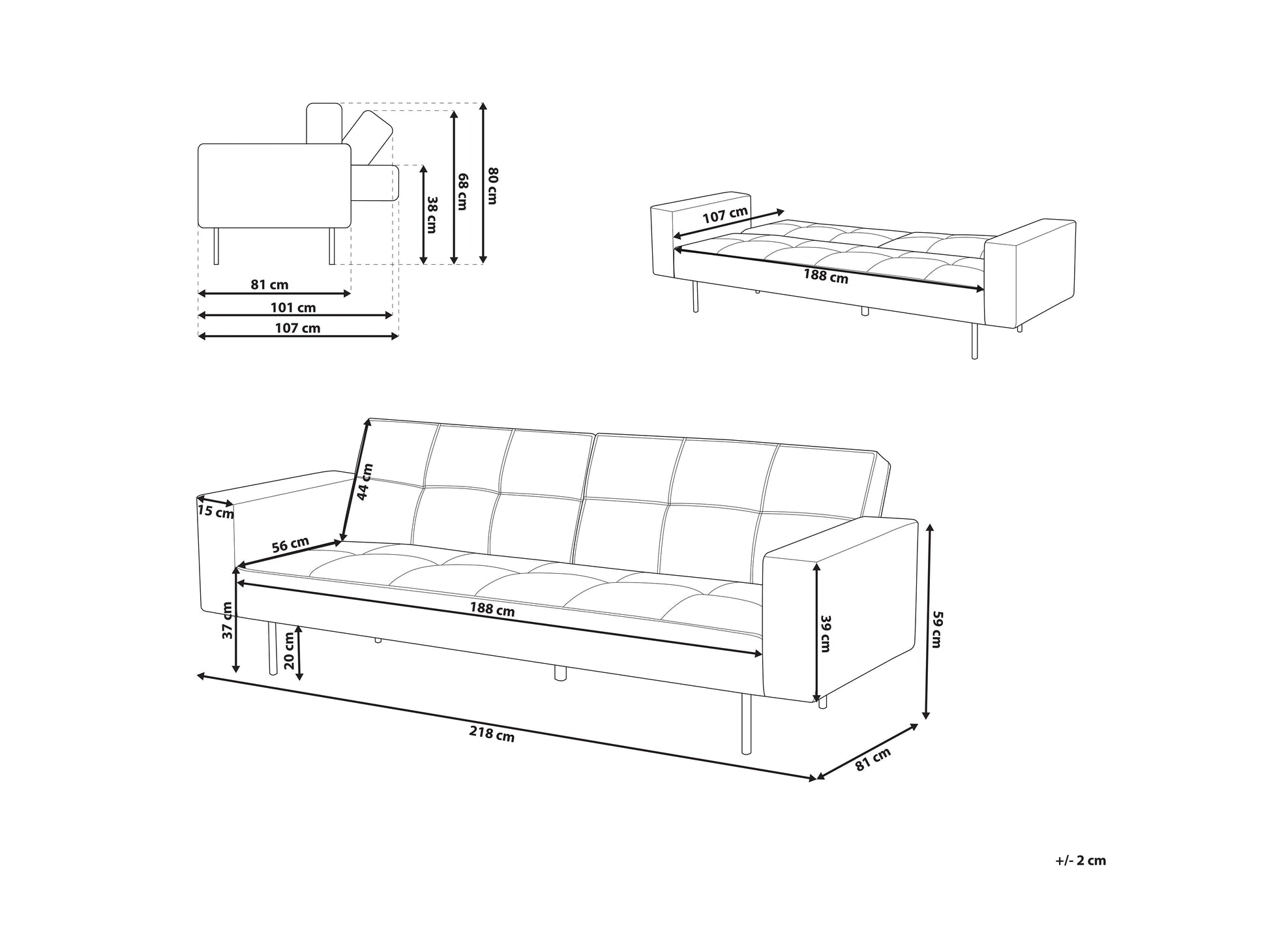  Sofa Bed 3 Seater VISNES Velvet Golden Brown