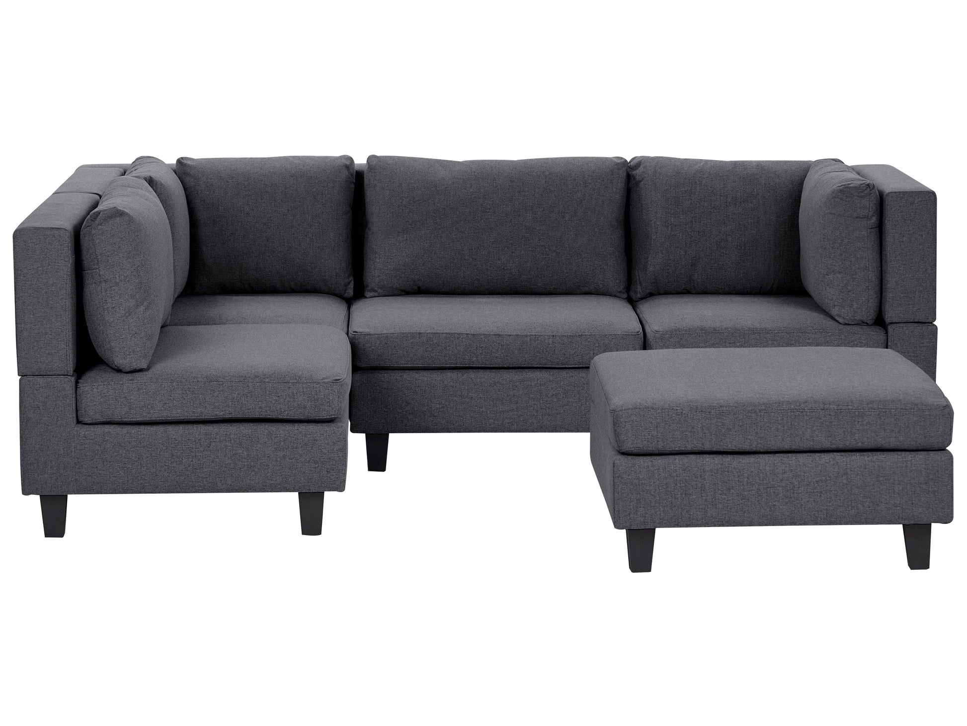  Modular Corner Sofa 4 Seater UNSTAD Fabric Dark Grey With Ottoman Right Hand