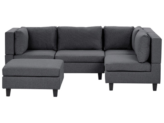  Modular Corner Sofa 4 Seater UNSTAD Fabric Dark Grey With Ottoman Left Hand