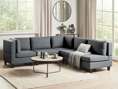 Modular Corner Sofa 5 Seater UNSTAD Fabric Dark Grey Right Hand