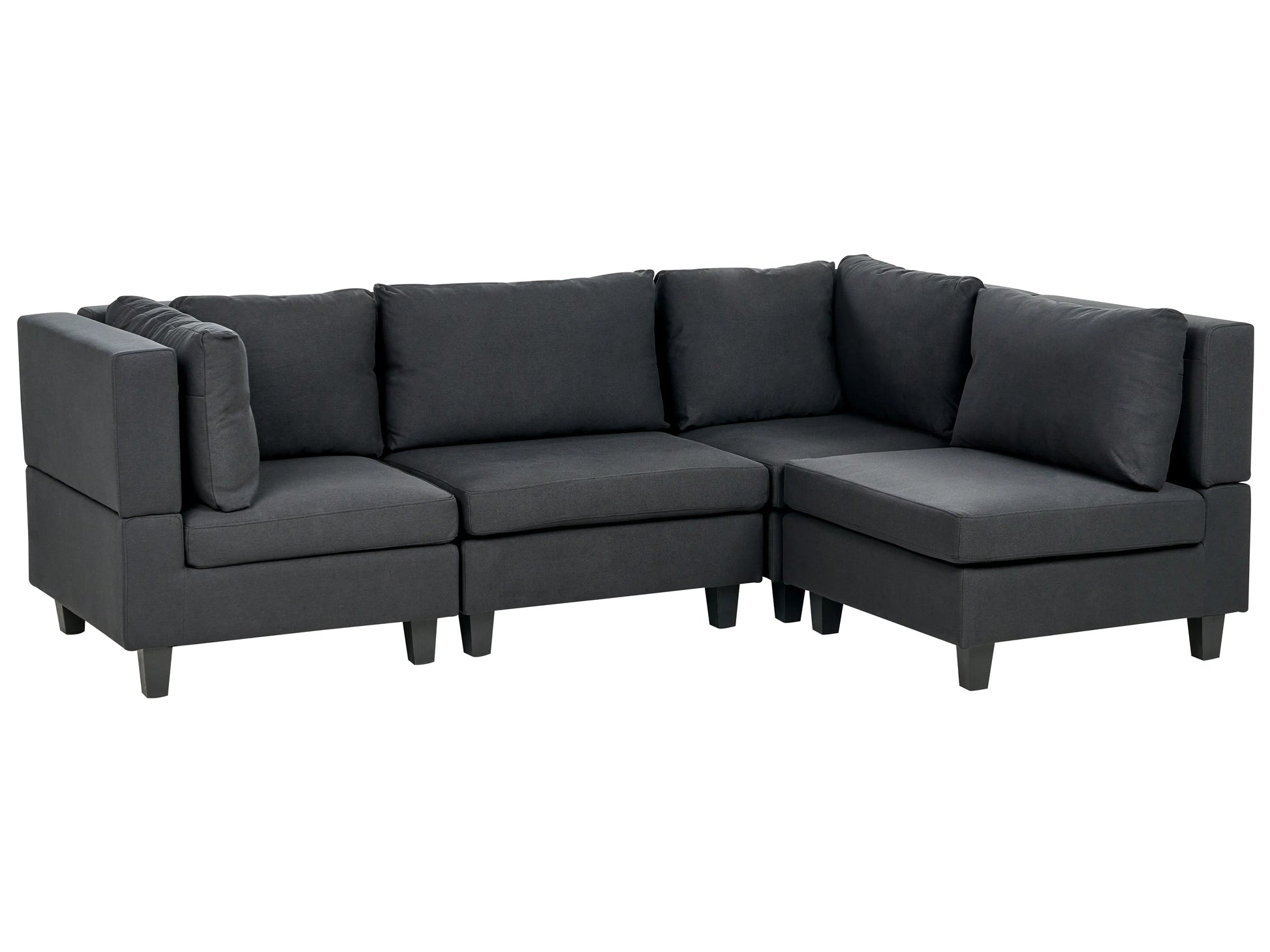  Modular Corner Sofa 4 Seater UNSTAD Fabric Black Left Hand