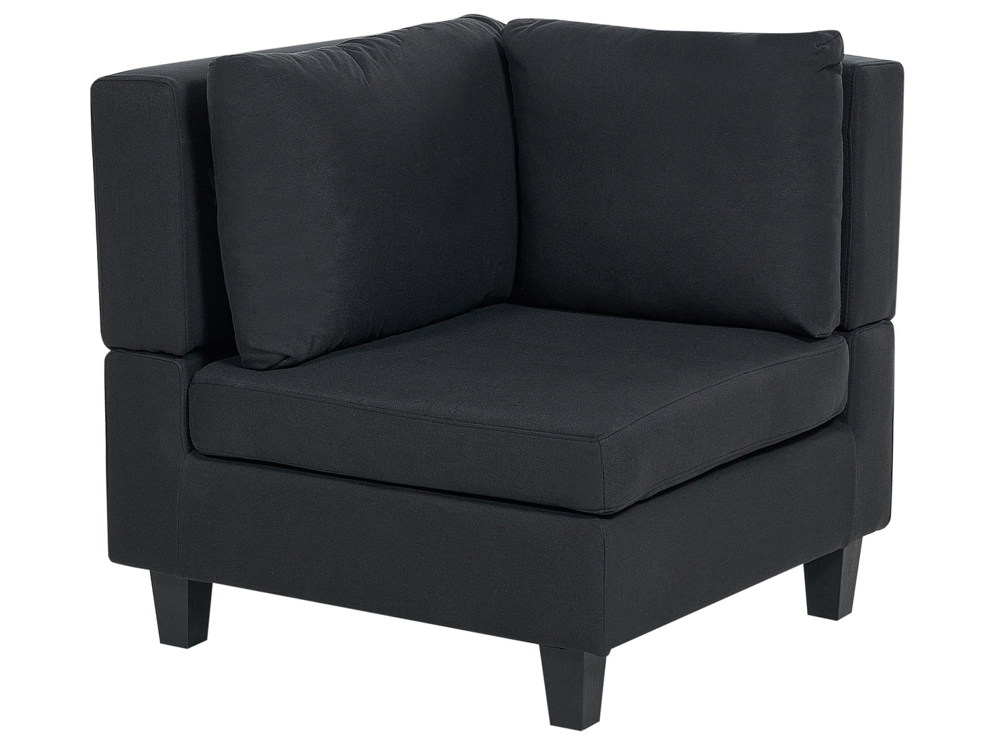  Modular Corner Sofa 4 Seater UNSTAD Fabric Black With Ottoman Right Hand