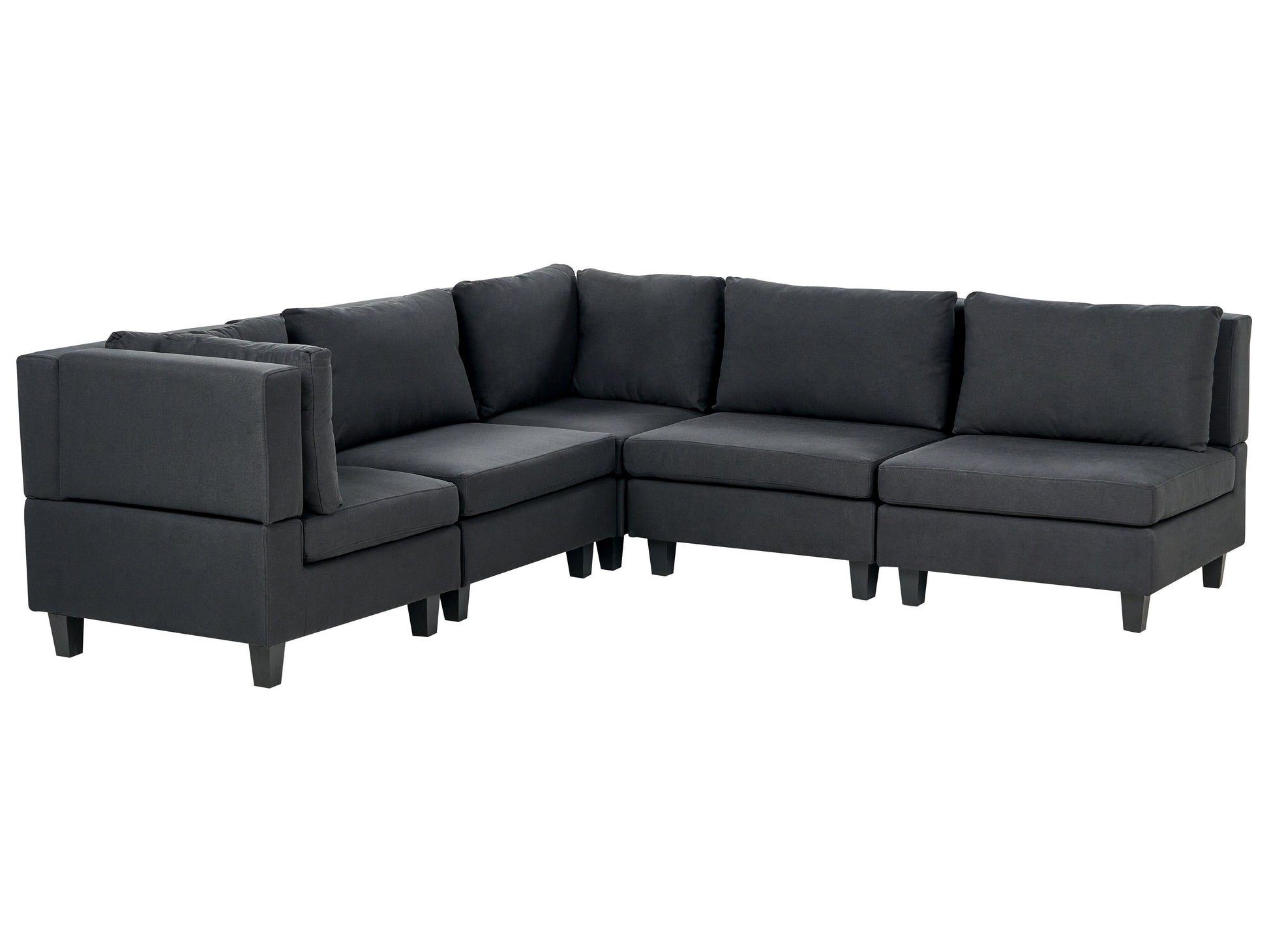  Modular Corner Sofa 5 Seater UNSTAD Fabric Black Right Hand