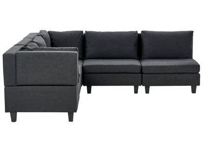  Modular Corner Sofa 5 Seater UNSTAD Fabric Black Right Hand