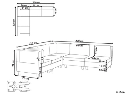  Modular Corner Sofa 5 Seater UNSTAD Fabric Black Right Hand