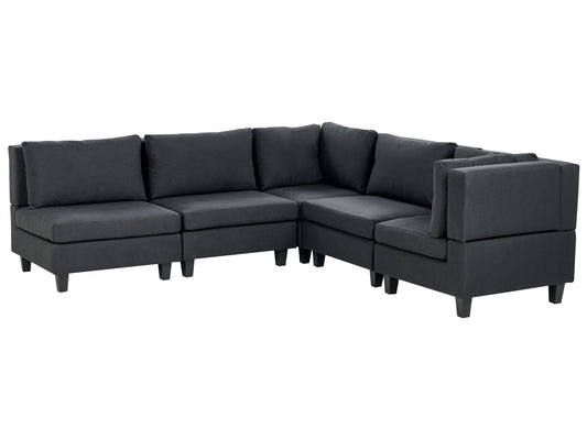  Modular Corner Sofa 5 Seater UNSTAD Fabric Black Left Hand